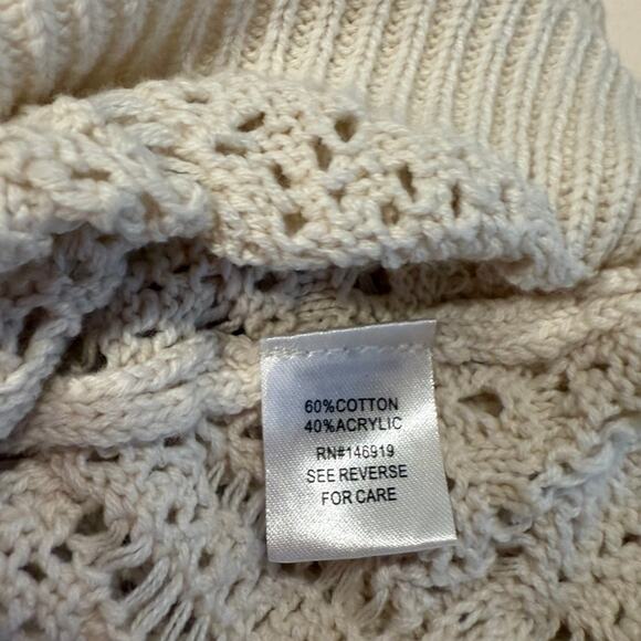 Freshman 1996 Crochet Knit Sweater M Coastal Grandma Boho Chic Cotton Blend - Picture 4 of 8